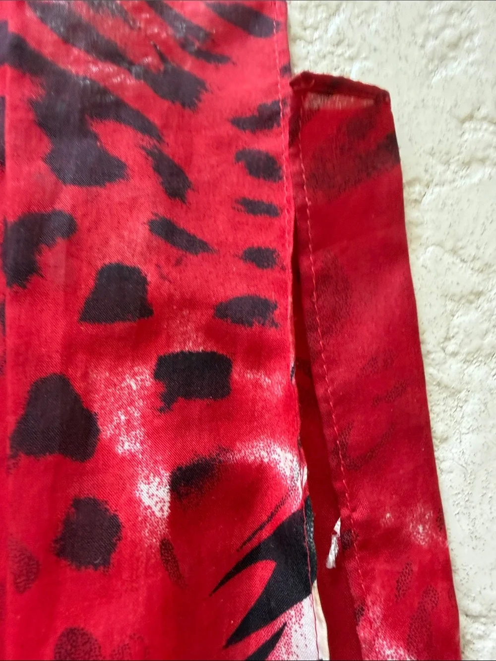 Bold Red Animal-Print Scarf Wrap